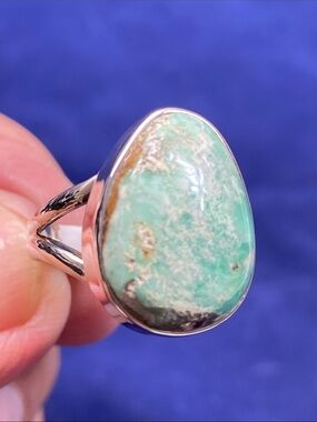 Sterling Silver Teardrop Australian Variscite - Mint Green Size 6